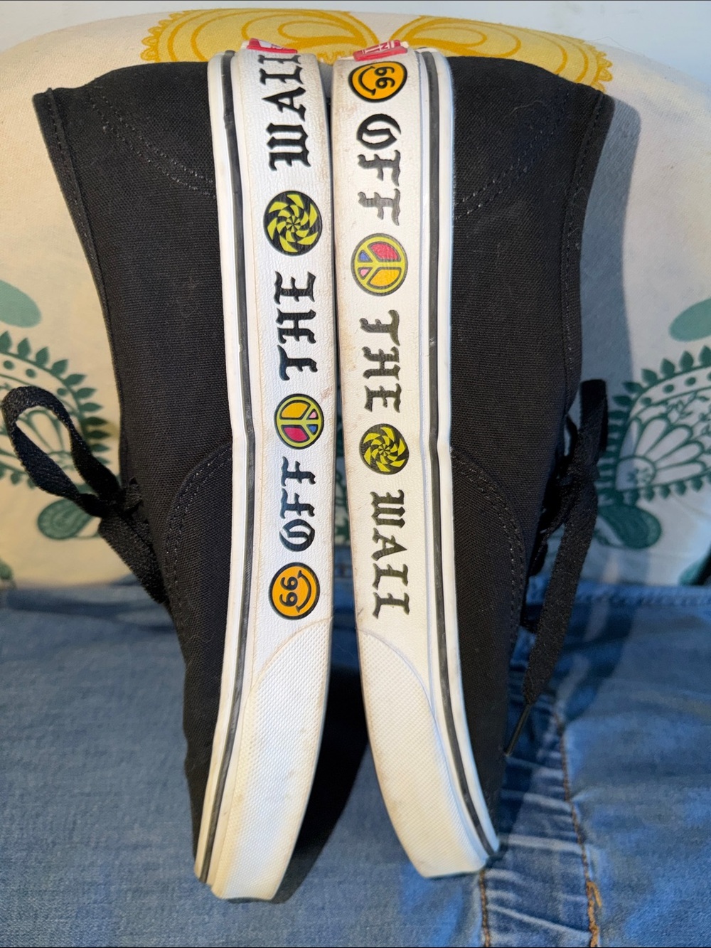 Vans Black Canvas Low-Top Sneakers with White Graphic Side Stripe